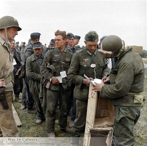German Pows Being Registered After Capture Normandy 8 June 1944 R