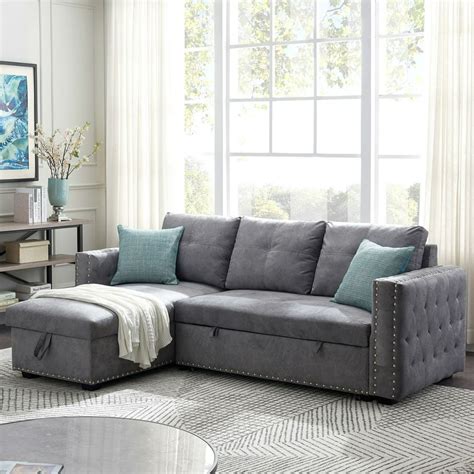 91 Reversible Sleeper Sectional Sofacorner Sofa Bed With Storage And