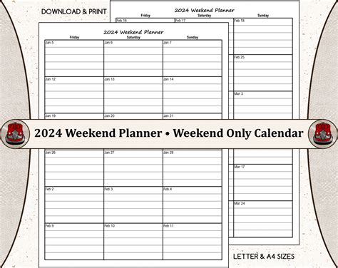 Weekend Only Jobevent Calendar