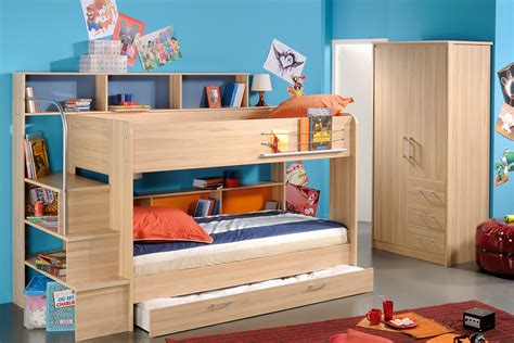 Lively Colorful Boys Room Space Saving Bunk Bed Designs