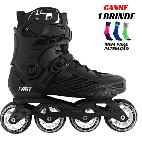 Patins Urban HD Inline Fast Preto 80mm Abec 9 1 775 Franca