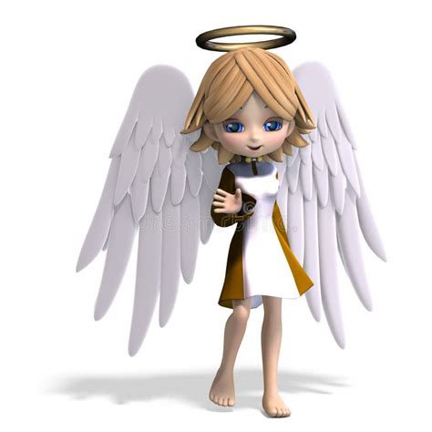 Cute Cartoon Angel With Wings And Halo 3d Stock Illustration Image