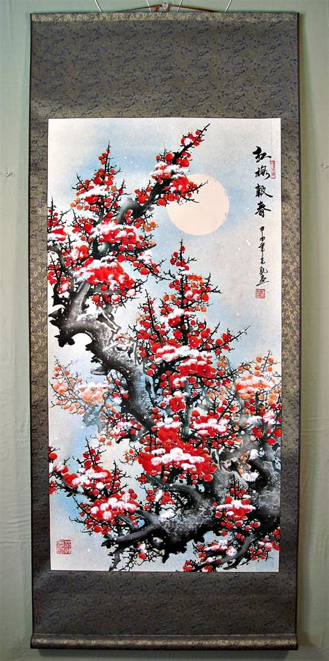 Beautiful Chinese Paintings Chinese Hanging Scroll Painting Plum