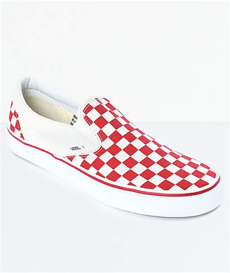Vans Slip On Red And White Checkered Skate Shoes Zumiez