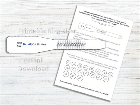 Ring Size Chart Printable Ring Sizer Pdf Ring Size Guide Etsy