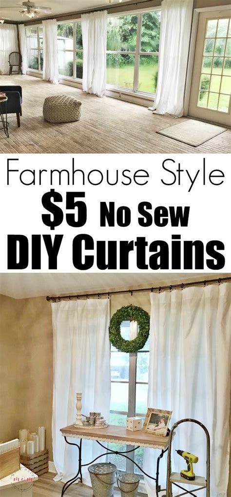 Farmhouse Living Room Diy Curtains Now Sew Just 5 To Make