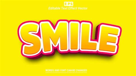 Premium Vector Smile 3d Editable Text Effect Vector With Background