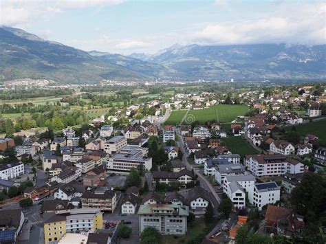 Panorama of Cityscape Landscape of Small European Capital City of Vaduz ...