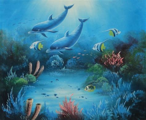 Magical Underwater Sea World Oil Painting Animal Marine