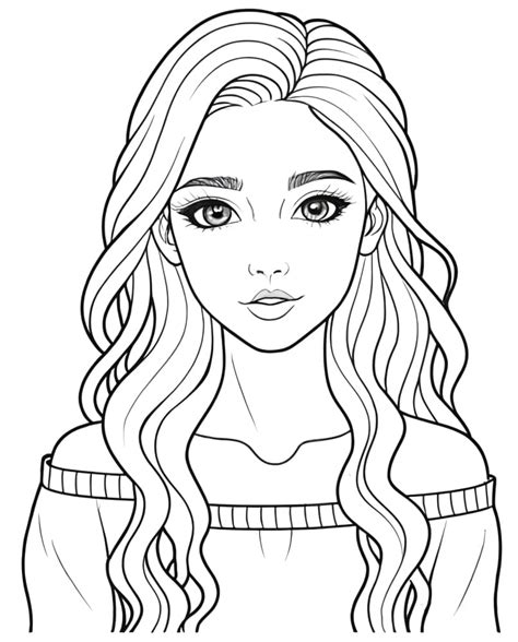 Realistic Girl Picture Coloring Page Download Print Or Color Online