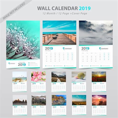 Premium Vector Wall Calendar 2019