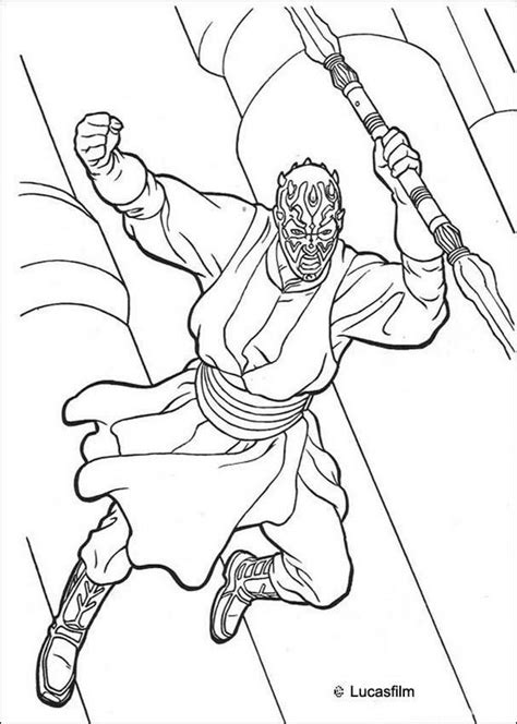 Coloriage de Star wars, dessin Le double sabre laser de Dark Sidious à colorier