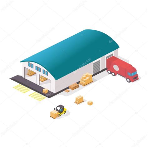 Warehouse Set With Shipping And Delivery Flat Elements Isolated On