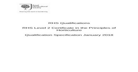 Rhs Qualifications Rhs Level 2 Certificate Plant Nutrition And The