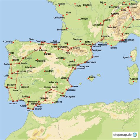 Download 171 portugal karte free vectors. StepMap - Reiseroute Spanien-Portugal - Landkarte für Europa