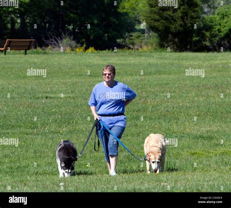 Ugly Fat Lady Walking Dog