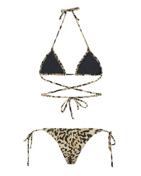 Reina Olga Leopard Print Triangle Bikini Set In White Lyst