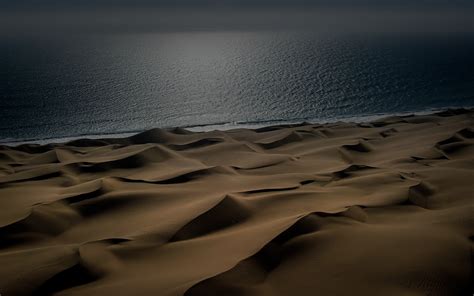 Wallpaper Night Desert Sea Sand Water 1920x1200 Captainro