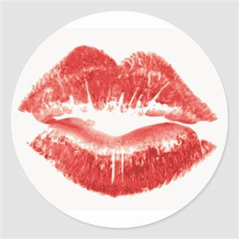 Kiss Red Lips Classic Round Sticker Kiss Stickers