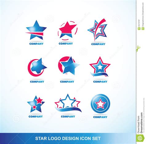 Blue Red Star Logo Icon Set Stock Vector Illustration Of Business