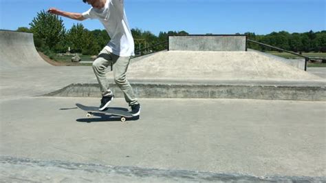 Skateboarder Does Flip Trick Slow Motion Stock Footage Videohive