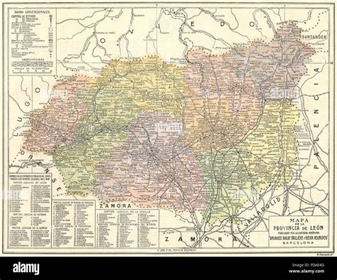 Spanien Mapa De La Provincia De Leon 1913 Stockfotografie Alamy
