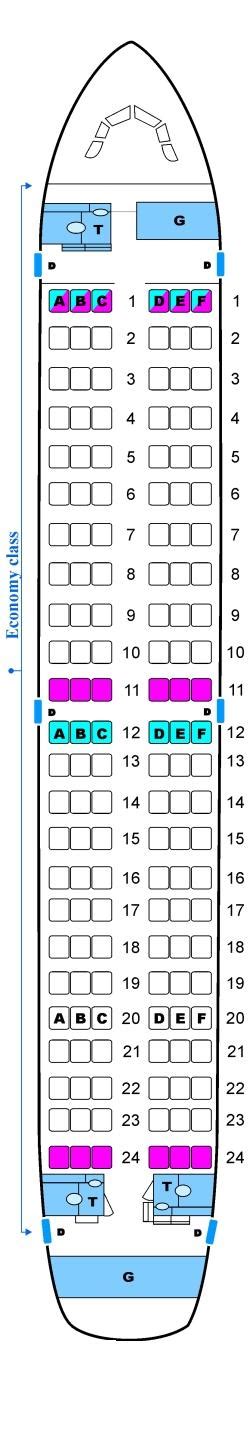 Seat Map Skyservice Airlines Airbus A319