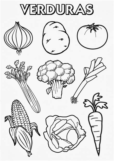 Crea la forma básica para cada verdura que te gustaría dibujar. Dibujos de verduras para imprimir y colorear | Colorear ...