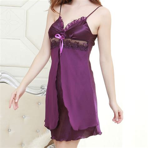 Buy Top Women Sexy Silk Satin Night Gown Sleeveless