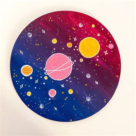 Galaxy 🪐 In 2021 Circle Painting Circle Canvas Creative Art
