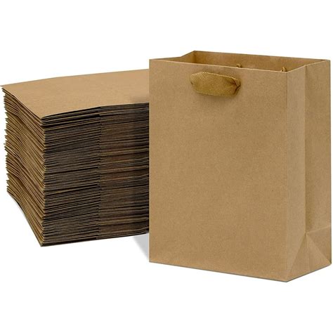 Brown Paper Bags With Fancy Twill Handles 8x4x10 Inches 50 Pcs Paper