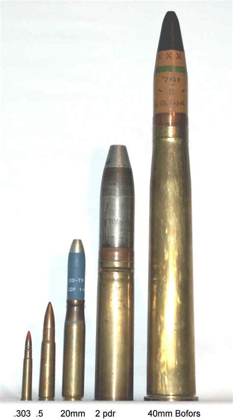 Various Sizes Of Anti Aircraft Ammunition From World War Two Ive