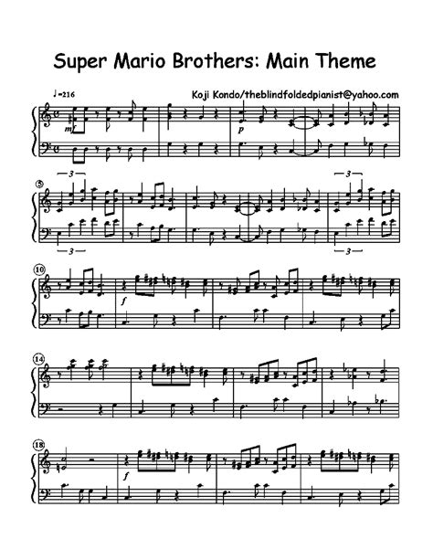 Mario Theme Song Sheet Music Easy Piano