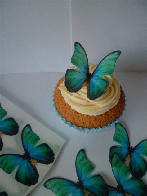 12 Beautiful Teal Butterflies Fab Edible Cupcake Decorations Edible