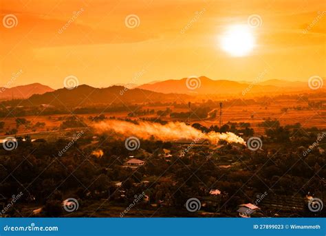 Dramatic Scenery Of The City Center At Sunset Stock Image Image Of