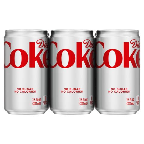 Diet Coke Cans, 7.5 fl oz, 6 Pack - Walmart.com - Walmart.com gambar png