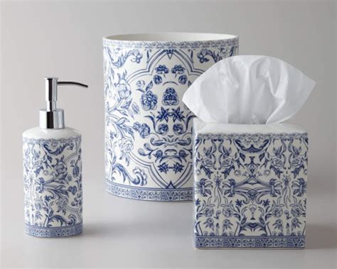 Shop for bath accessories at bizrate. Orsay Fine Porcelain Blue and White Bath Accessories | my ...