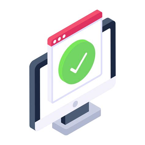 Verify Website Icon In Isometric Design Check Mark On Web Page 6432169