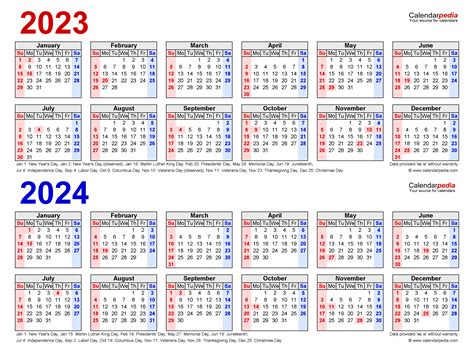 2023 2024 Two Year Calendar Free Printable Pdf Templates 2024