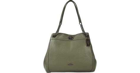 Coach Edie Pebbled Leather Shoulder Bag In Green Lyst