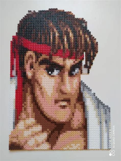 Ryu Portrait Street Fighter Sprite Perler Beads Pixel Art Eur Picclick It