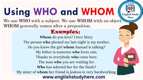 We Use Who With A Subject We Use Whom With An Object Whom Generally Comes After A Preposition