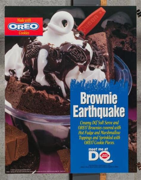 Dairy Queen Promotional Advertising Poster Oreo Brownie Earthquake Dq