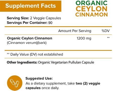 Nutriflair Organic Ceylon Cinnamon Supplement 1200mg 180 Capsules