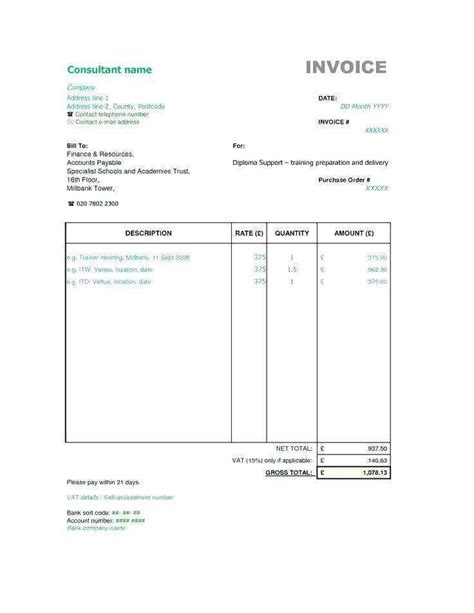 Consulting Invoice Examples Cards Design Templates