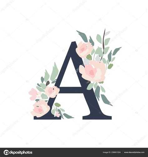 Floral Alphabet Letter Flowers Bouquet Composition Unique Collection