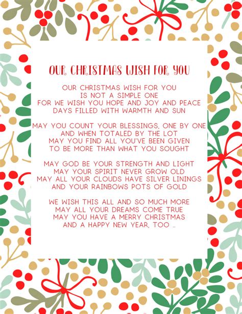 Printable Christmas Poems For Children