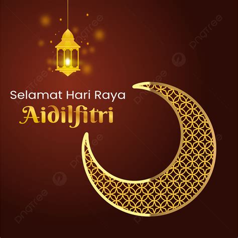 Selamat Hari Raya Aidilfitri With Lantern And Moon Ornament Background