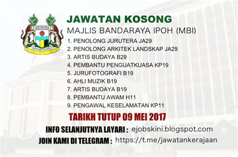 Tinggalkan mereka yang masih ada mentaliti ini. Kerja Kosong di Majlis Bandaraya Ipoh (MBI) - 09 Mei 2017