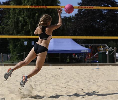 Brave FEMAIL Writer Dons Women S Skimpy Beach Volleyball Bikini Bottoms